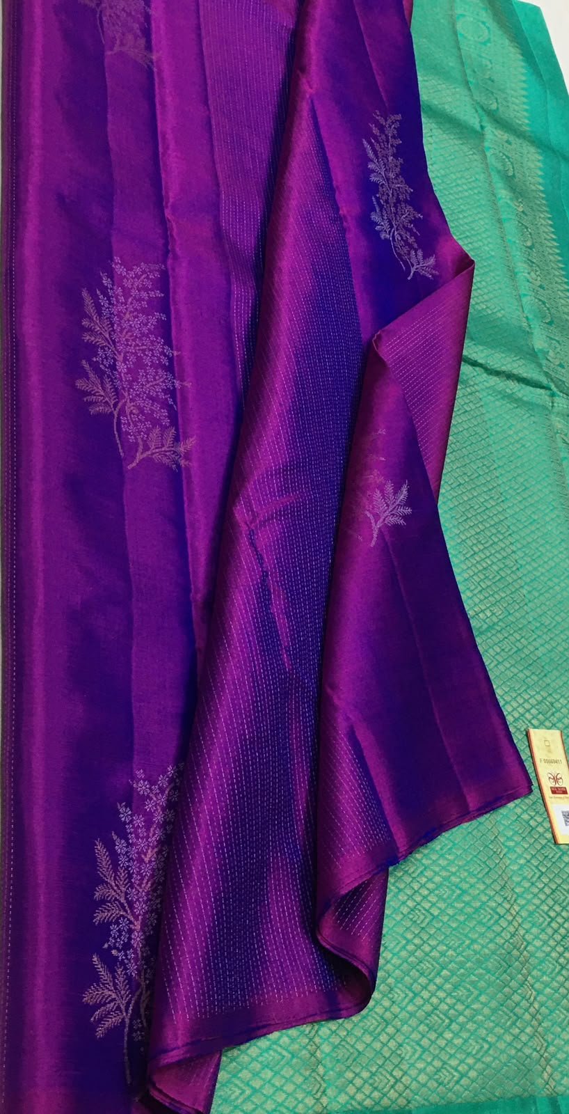 Amara Grace — Purple with Green Border Kanchipuram Silk Saree — photo 1