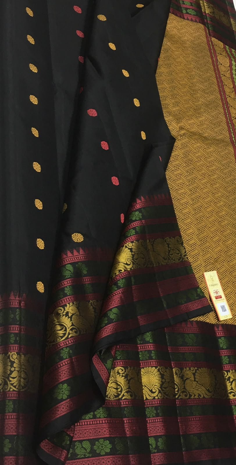 Anokhi Charm — Black with Gold Border Kanchipuram Silk Saree — photo 1