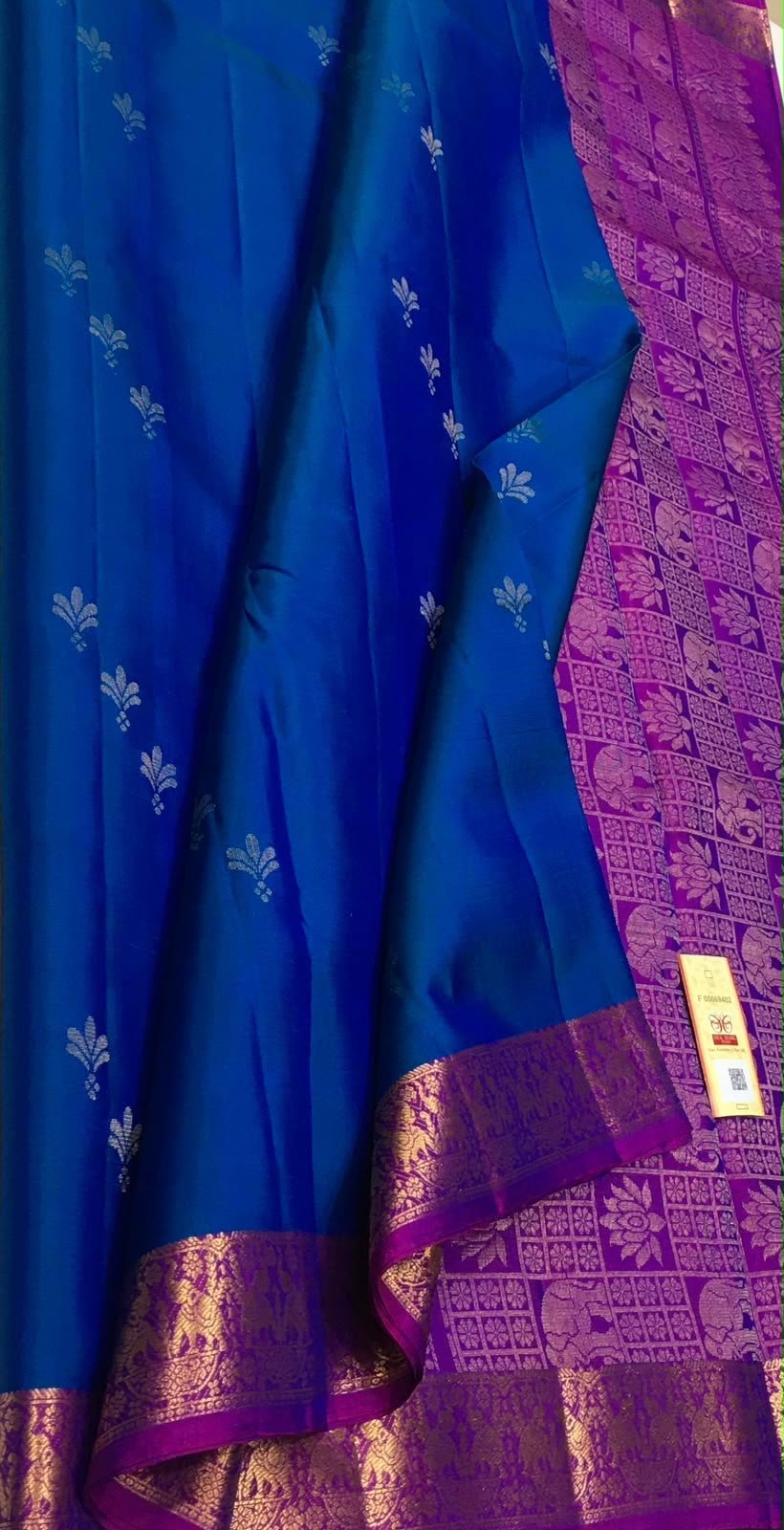 Crimson Aparajita — Royal Blue with Purple Border Kanchipuram Silk Saree — photo 1
