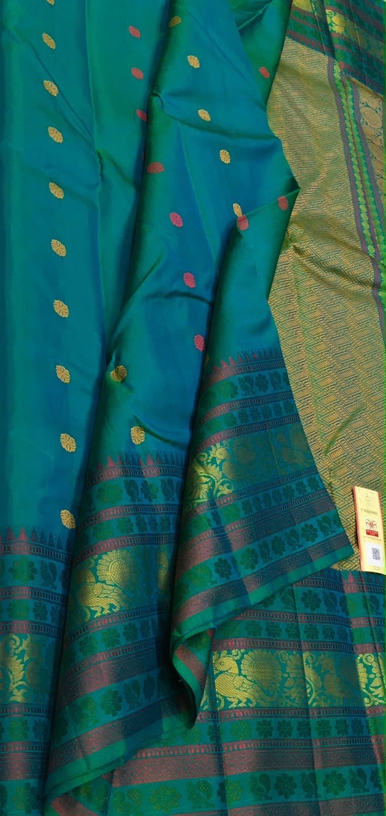 Ivory Whisper — Teal Green Kanchipuram Silk Saree — photo 1