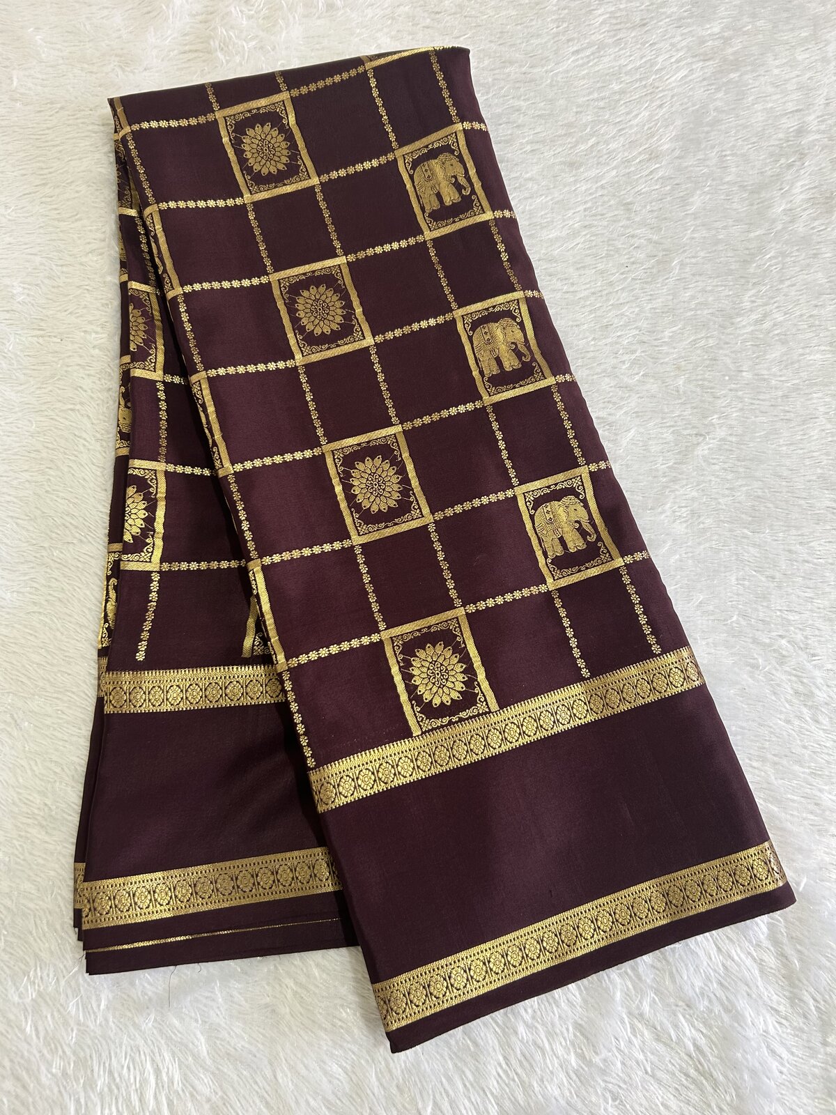 Kaveri Bloom — Chocolate Pure Crepe Silk Saree