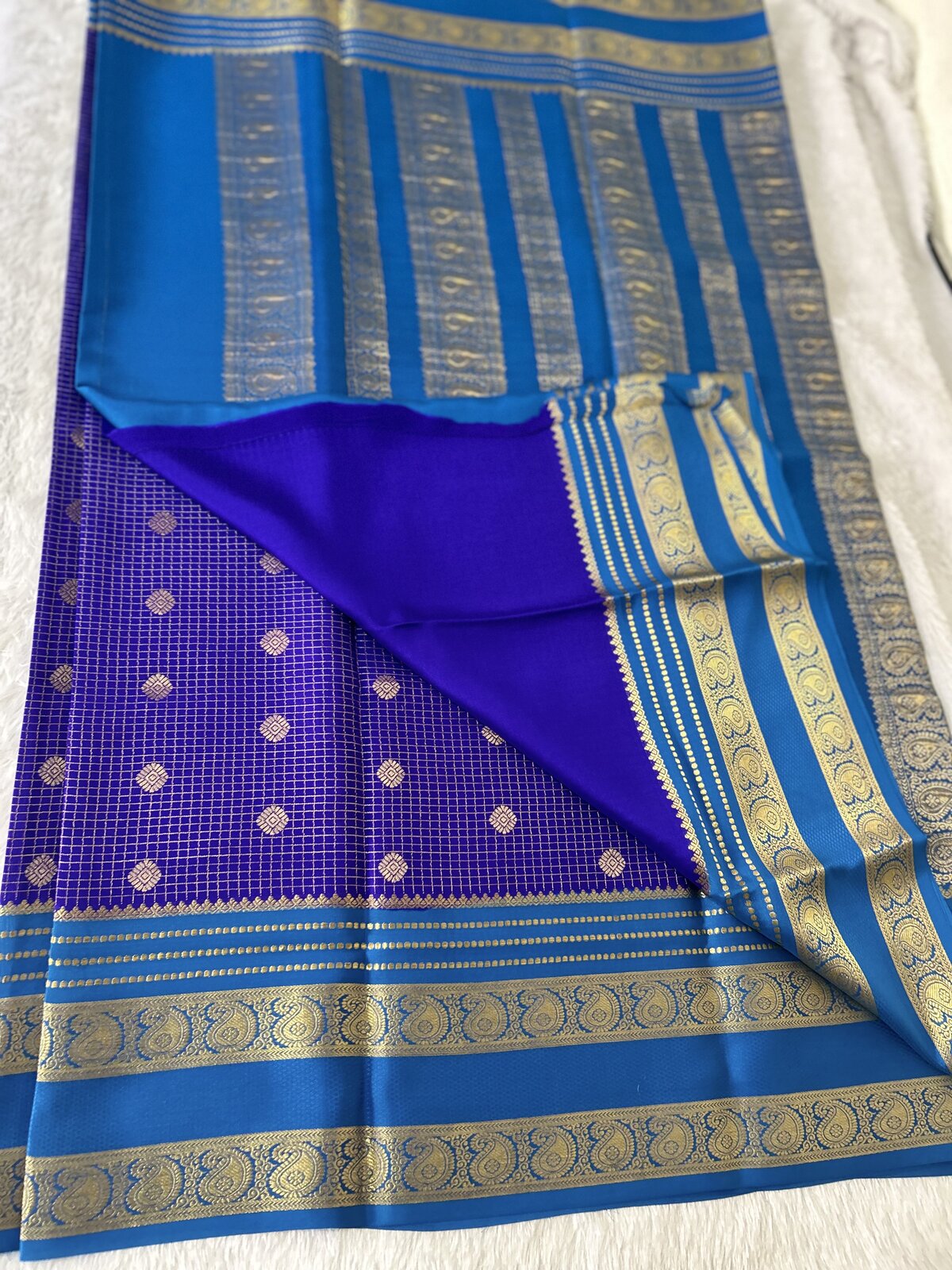 Kaveri Grace — Royal Blue with Blue Border Pure Crepe Silk Saree — photo 1