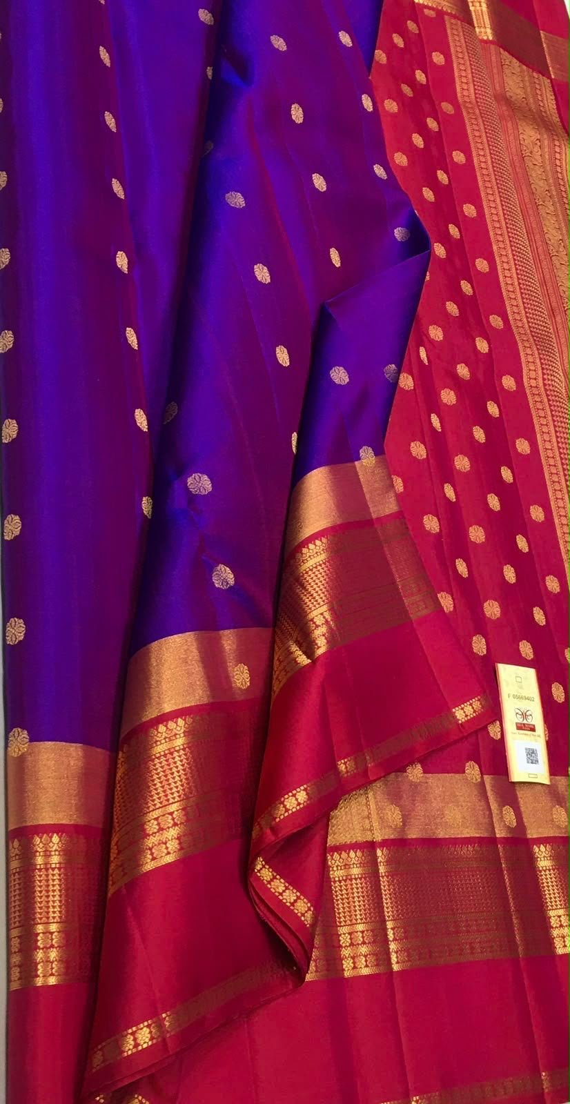 Kunthal Weave — Purple with Pink Border Kanchipuram Silk Saree — photo 1
