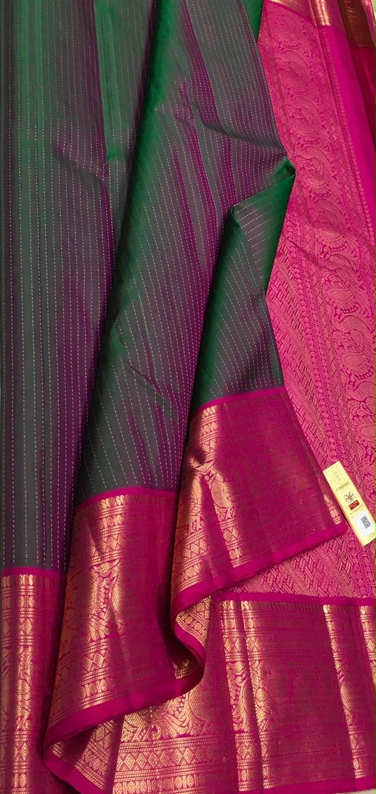 Moonlit Rani — Greenish Purple with Rani Pink Kanchipuram Silk Saree — photo 1