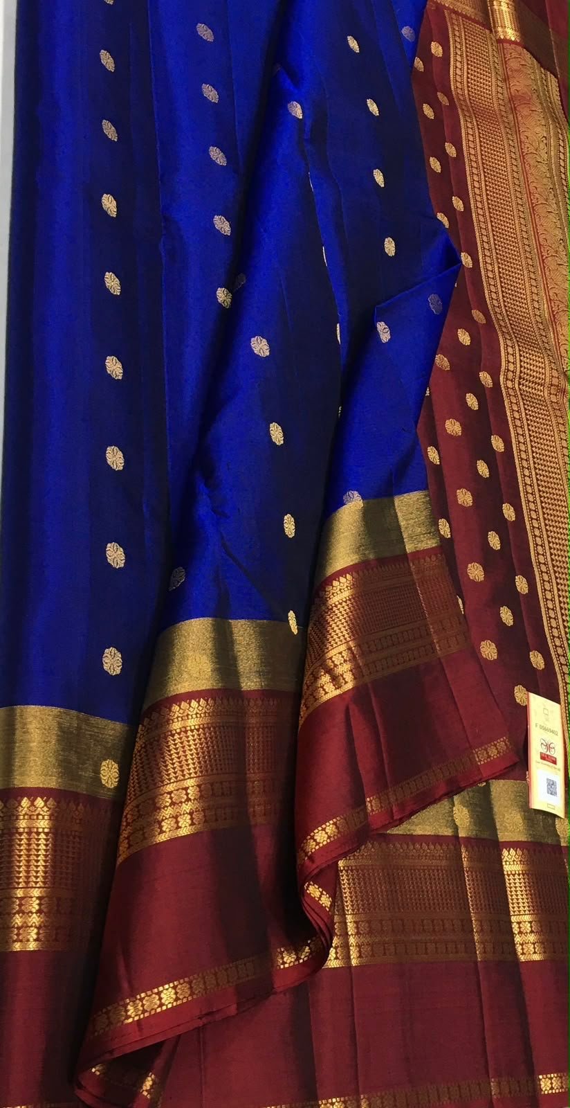 Rajasi Splendour — Royal Blue with Pink Border Kanchipuram Silk Saree — photo 1
