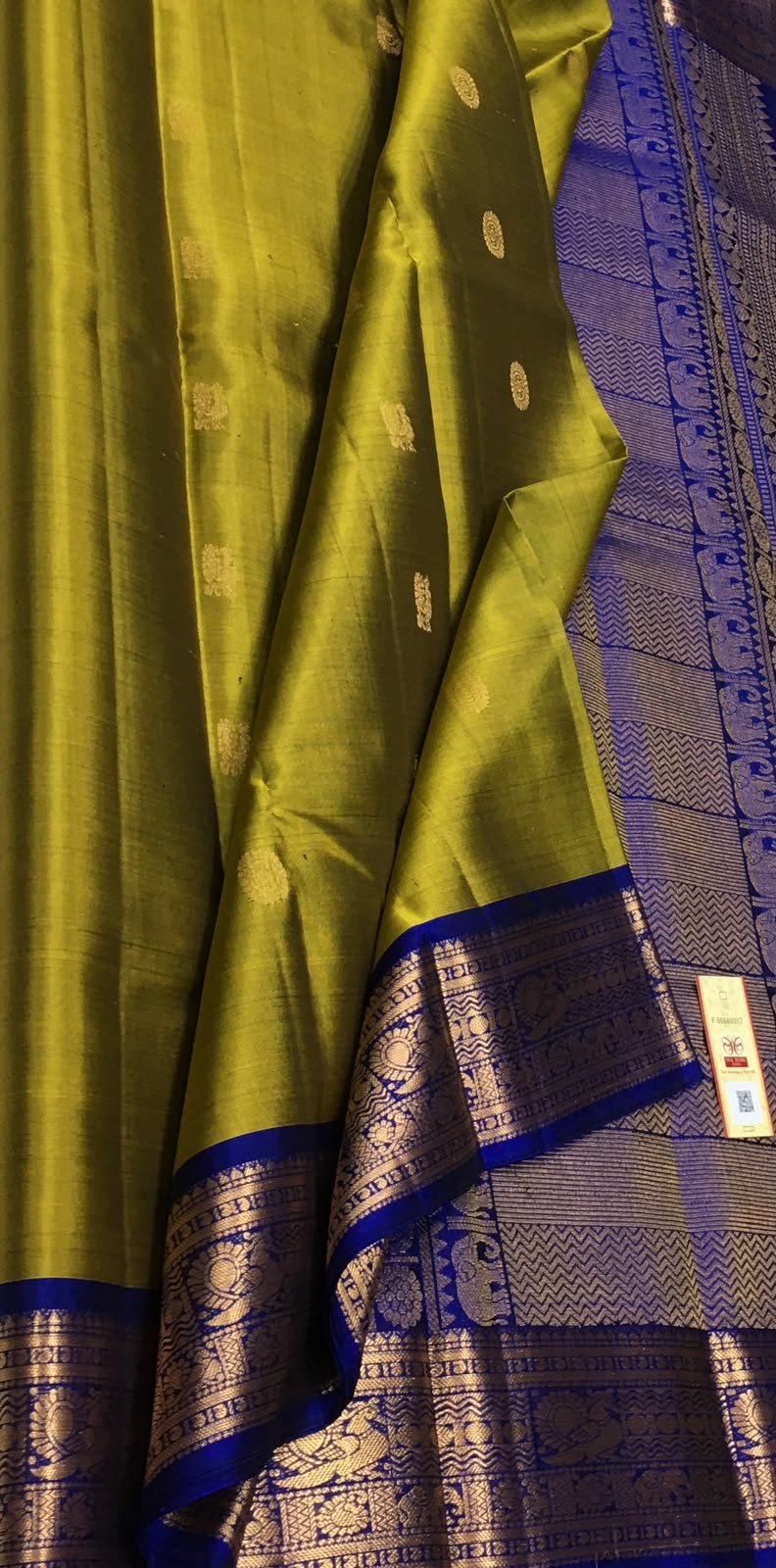 Sundara Bloom — Green with Royal Blue Kanchipuram Silk Saree — photo 1