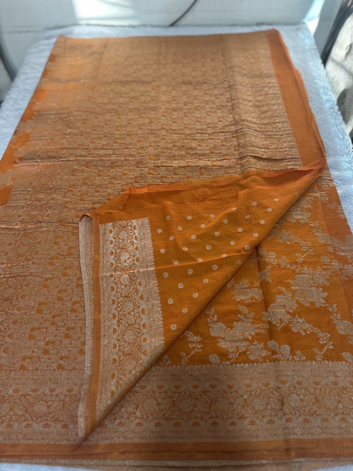 Tanaya Reverie — Orange Banarasi Georgette Saree — photo 1