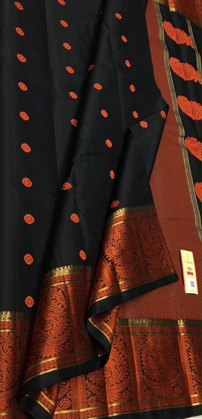 Utsav Elegance — Brown with Orange Border Kanchipuram Silk Saree — photo 1