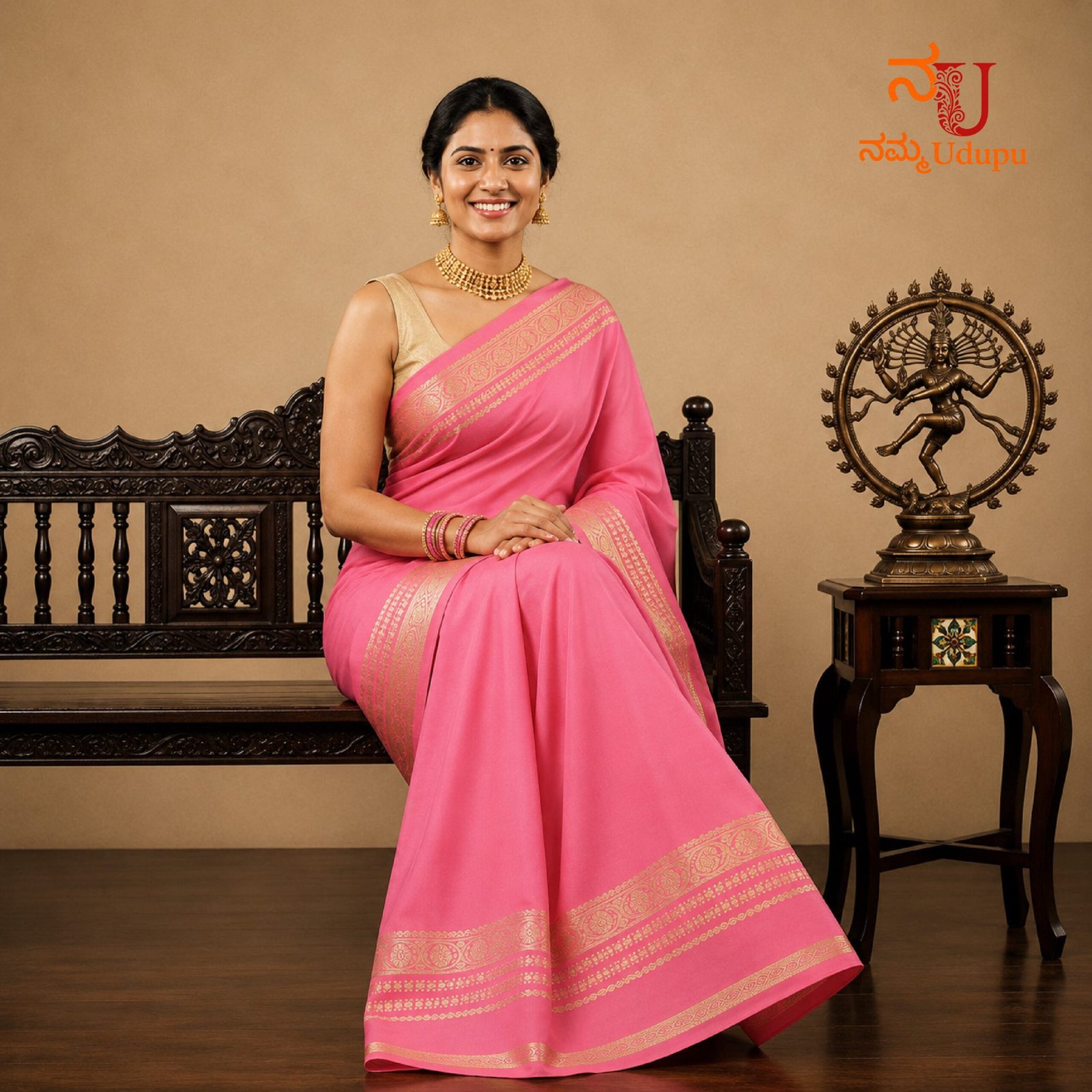 Pallavi - Pure Mysore Crepe Silk Saree - Image 3