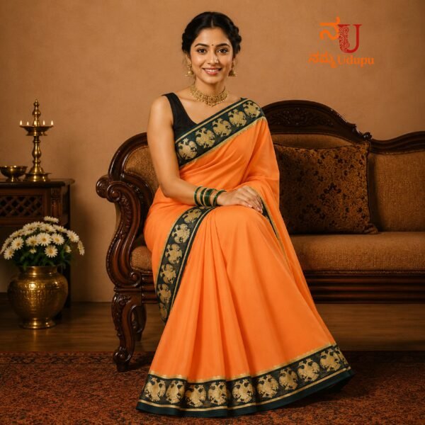 Gandaberunda – Pure Mysore Crepe Silk Saree